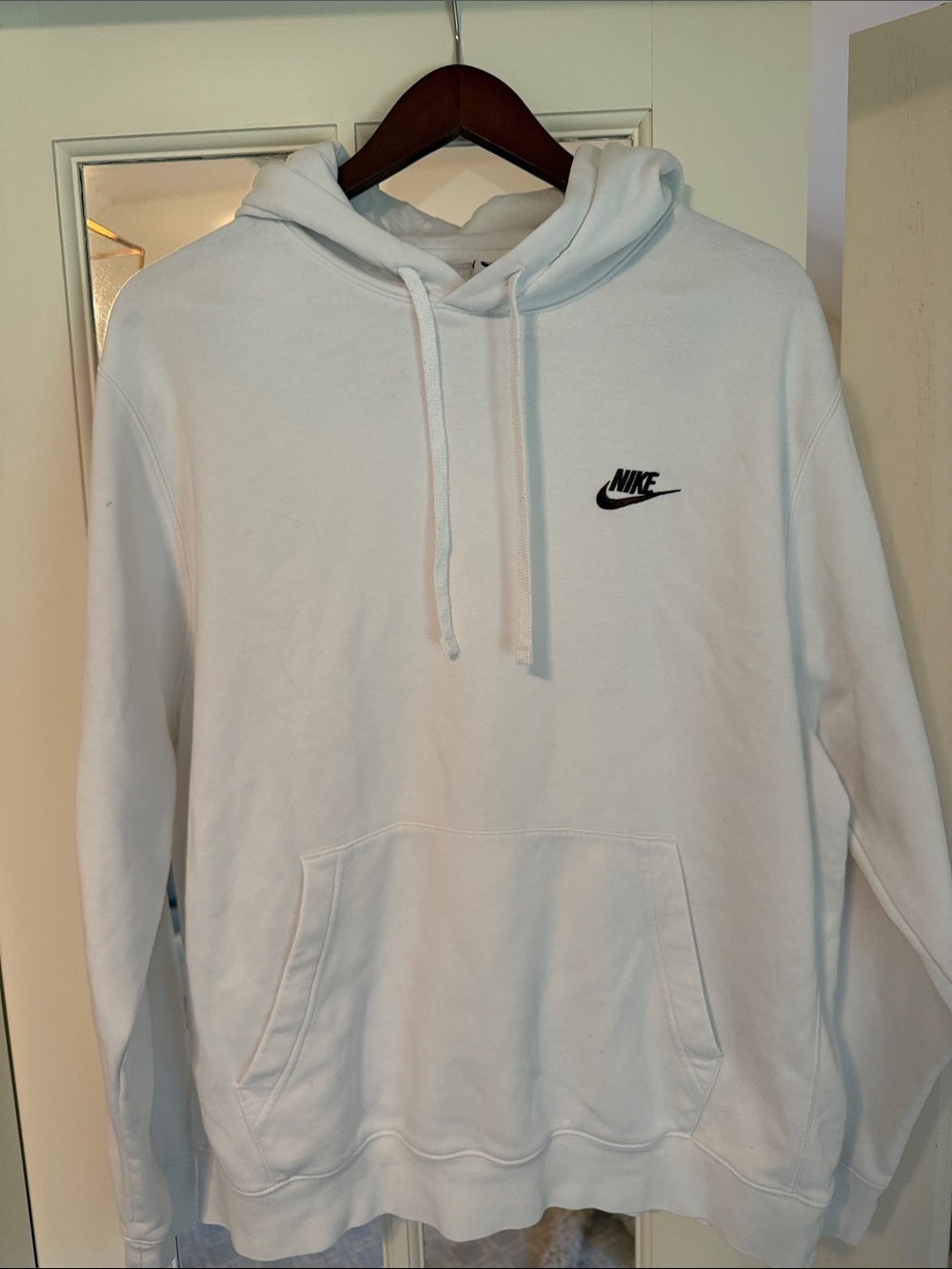 Nike Women’s White Pullover Hoodie with dark brown Logo (L)
